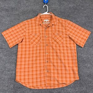 Orvis Mens XL Orange Plaid Short Sleeve Button Down Shirt Classic Collection